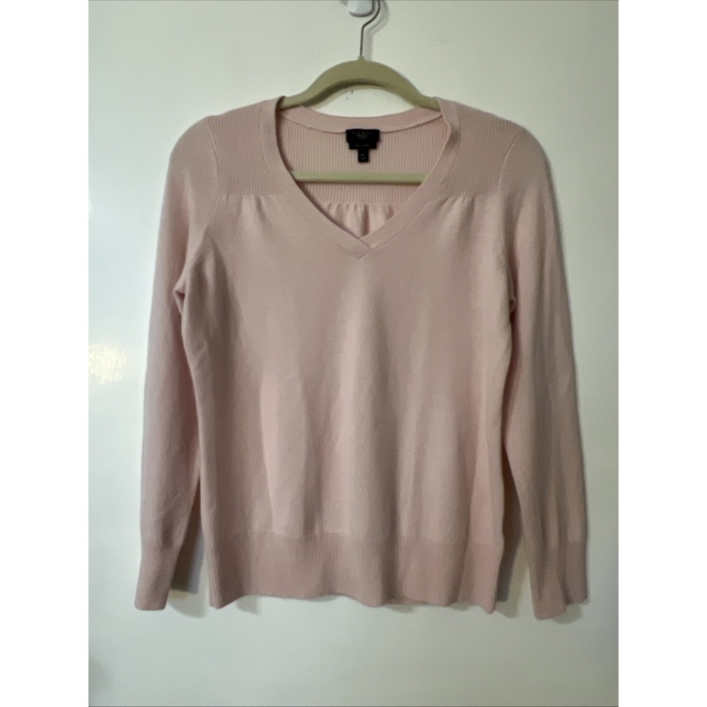 Talbots Womens Pure 100% Cashmere Sweater V Neck Pale Pink Size‎ PM Petite